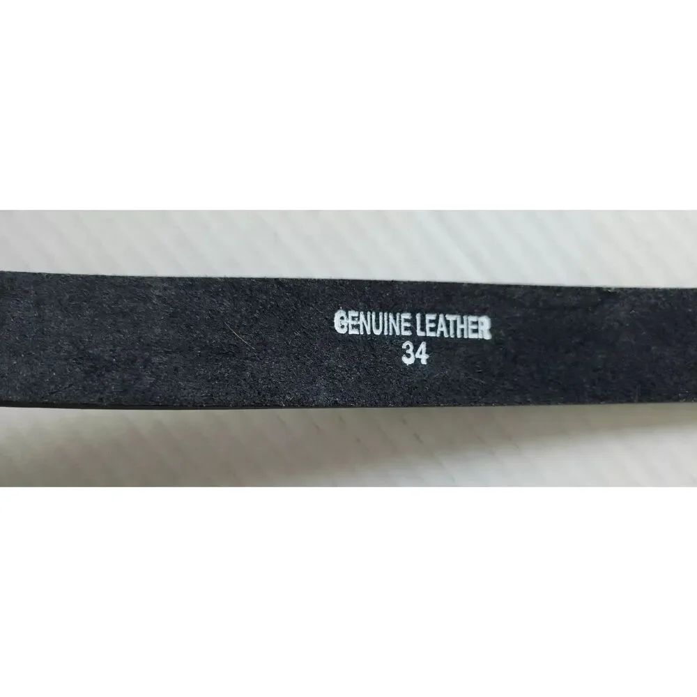 NWT Firenze Mens Black Leather Dress Belt Buckle Style #MB5000 Size 34